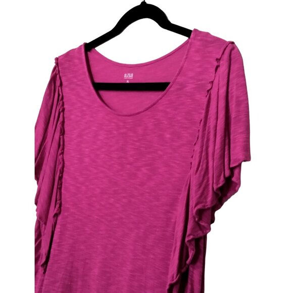 A New Approach Womens Ruffle Sleeve Scoop Neck Top Fuchsia Size XL - Picture 5 of 8